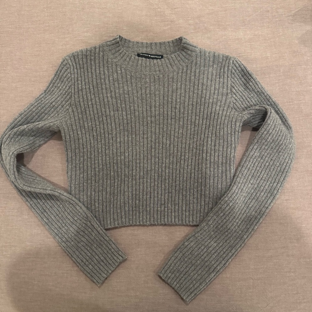 Brandy Melville Grey Ribbed Knit Sweater